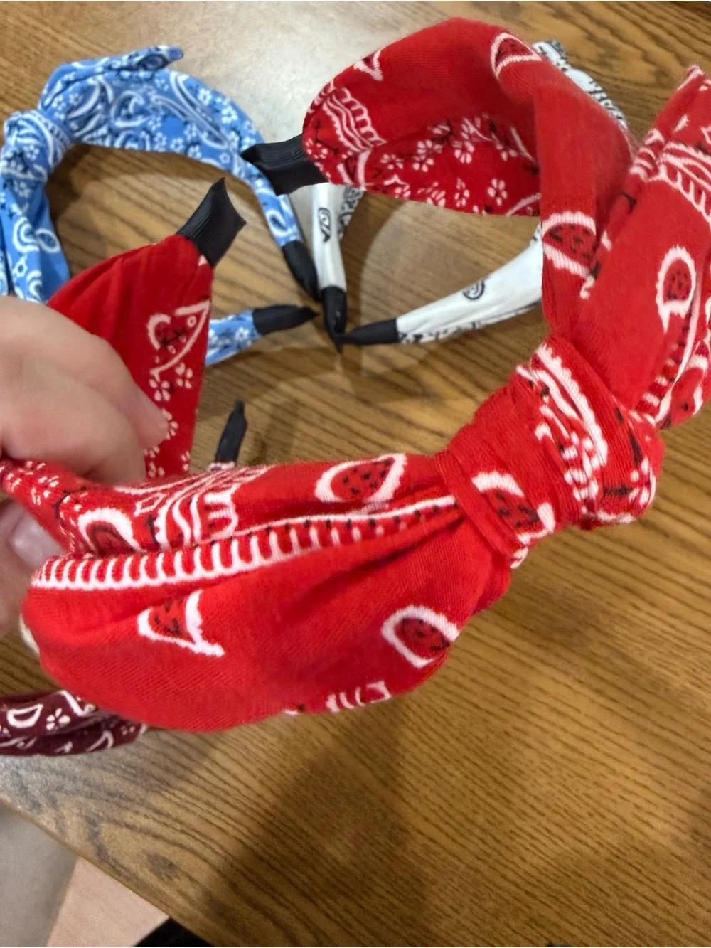Trendy Knot Bandana Headband - Maroon, Red, Blue, White